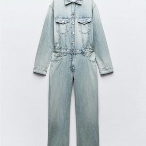 Zara Light Blue Denim Jumpsuit